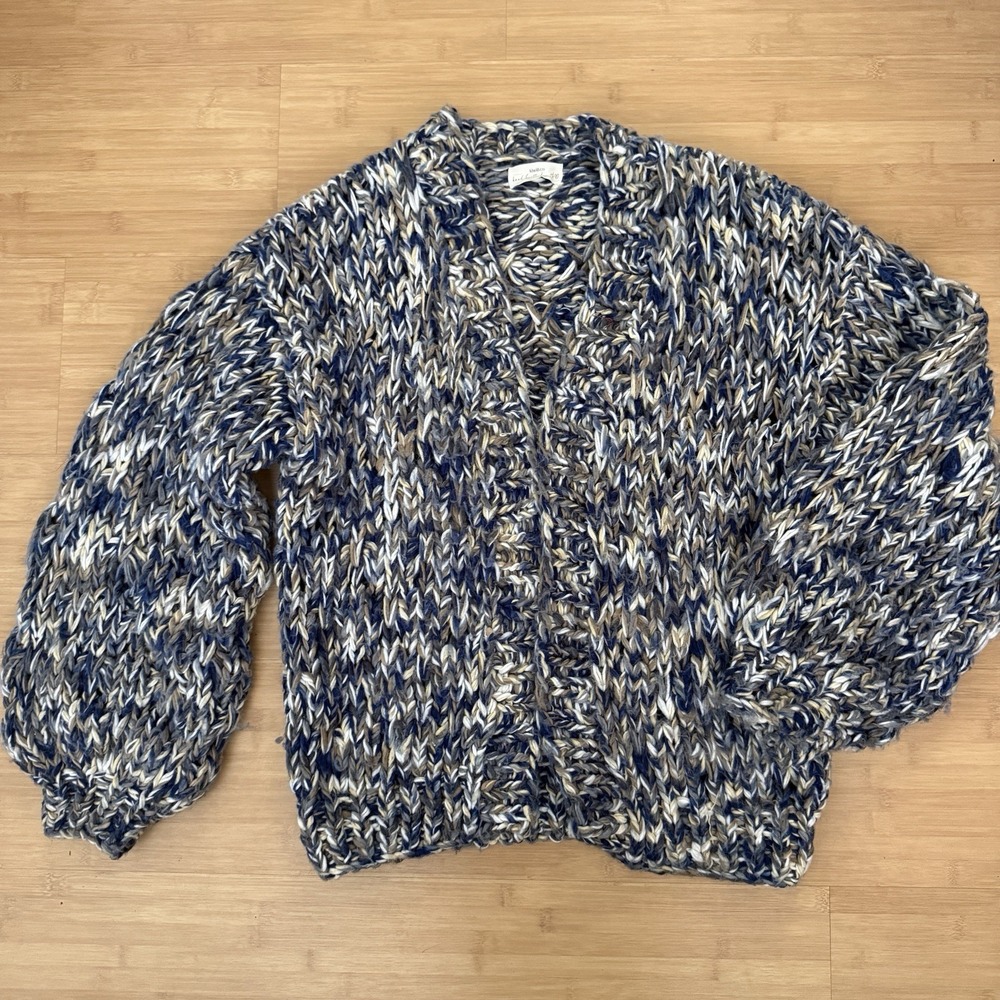 Kiwi & Co Love Notes Chunky Hand-knitted Cardigan Size Small Vintage Boho Vibes